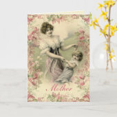 母ビクトリアン子ヴィンテージの日 カード (黄色い花)