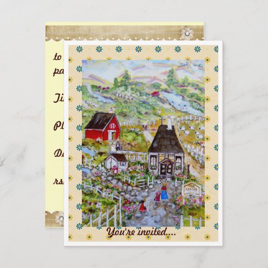 母ビジョン引っ越し祝いパーティーの招待 招待状 (正面/裏面)