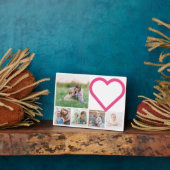 母ファミリー写真コラージュピンクモダンハート フォトプラーク (側面)