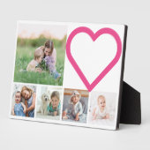 母ファミリー写真コラージュピンクモダンハート フォトプラーク (側面)