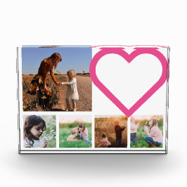 母ファミリー写真ピンクモダンハート フォトブロック