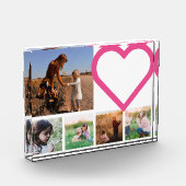 母ファミリー写真ピンクモダンハート フォトブロック (左)