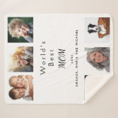 母フォトコラージュ家族の白 シェルパブランケット (正面(横))