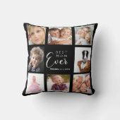 母フォトコラージュ黒い子供の名前 クッション (裏面)