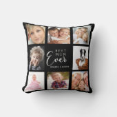母フォトコラージュ黒い子供の名前 クッション (正面)