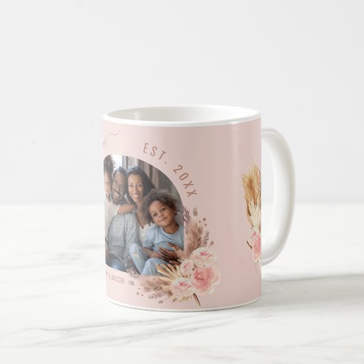 母フォトパンパスグラスバラ金ゴールドピンク母 コーヒーマグカップ (正面右)