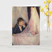 母フランスのがバッシネットを見て カード (黄色い花)