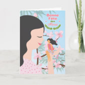 母フランスのの日のさくらんぼが母と子を咲かせる カード (正面)