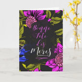 母フランスの日の植物学はっきりした開花オン・ブラック カード (黄色い花)