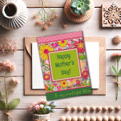 母フローラかわいらしユニークハート母の日 カード