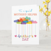 母ヘルパー、かわいい母の日の虹の雲 カード (黄色い花)