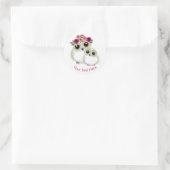 母ベビーかわいいフクロウピンクパーソナライズされたホワイト ラウンドシール (バッグ)