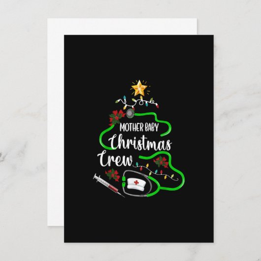 母ベビーナースクリスマスクルーナース分隊クリスマス 招待状 (正面/裏面)