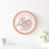 母ベビー鯨かわいいアニメがパーソナライズ ラージ壁時計 (ホーム)