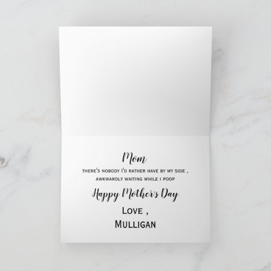 母ペット写真おもしろい母の日かわいい犬の母 カード (内部)