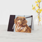 母ペット写真幸せな母の日かわいいおもしろい犬母 カード (黄色い花)
