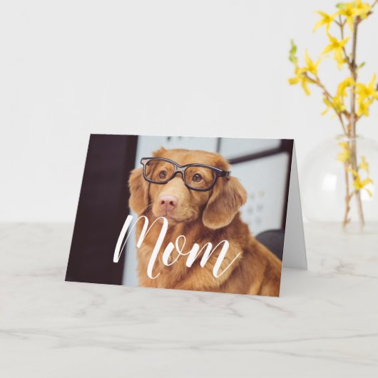 母ペット写真幸せな母の日かわいいおもしろい犬母 カード (黄色い花)