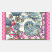 母ポニーと彼女のかわいいバレンタインフィリー、馬 長方形シール (正面)