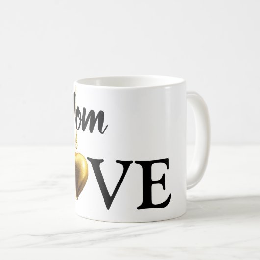 母マグ母モダンは黄金のハートコーヒーマグ大好き コーヒーマグカップ (正面右)