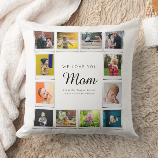 母マザーズ日フォトコラージュテンプレート白 クッション (ブランケット)