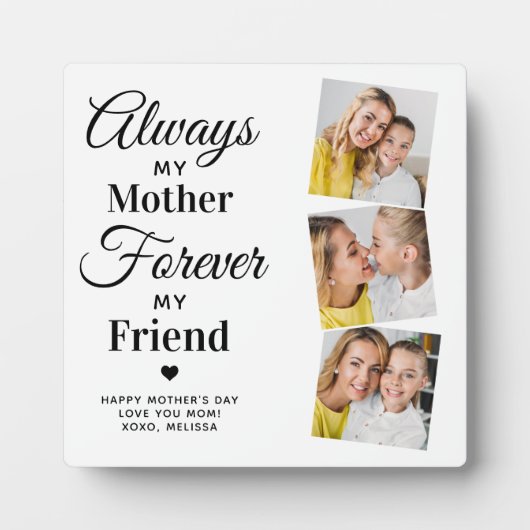 母マザードーター引用文パーソナライズされた3写真 フォトプラーク (正面)