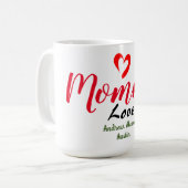母ママの子供の名前のパーソナライズ コーヒーマグカップ (正面左)