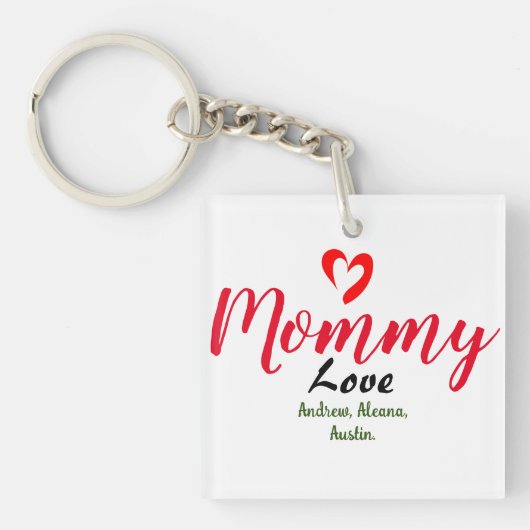 母ママの子供の名前をパーソナライズカスタムする キーホルダー (正面)