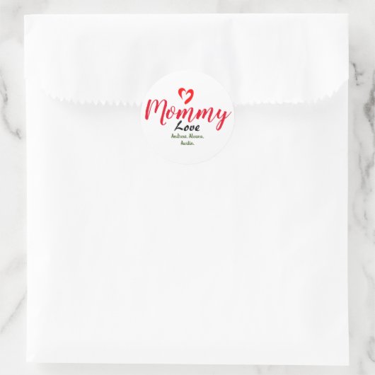 母ママの子供の名前をパーソナライズカスタムする ラウンドシール (バッグ)