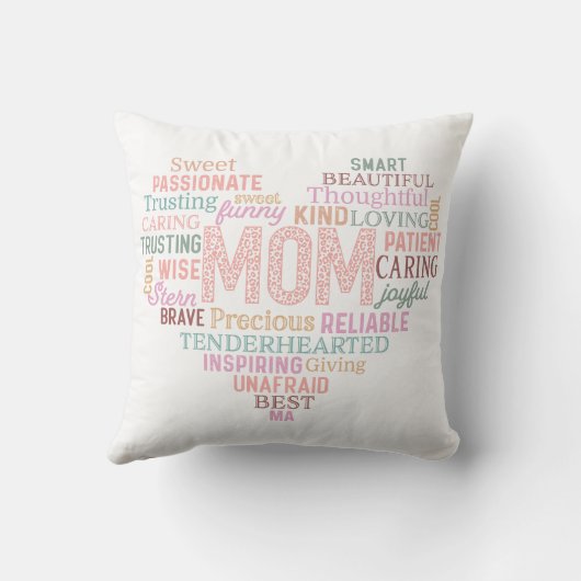 母ママハートワードアートピンクピーチ クッション (裏面)