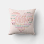 母ママハートワードアートピンクピーチ クッション (裏面)