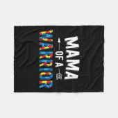 母ママ世界の自閉症が待っている戦士の家族のママ フリースブランケット (正面(横))