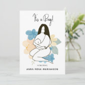 *~*母ママ保持ベビーフローラ赤ちゃんシャワーボーイ 招待状 (スタンド正面)