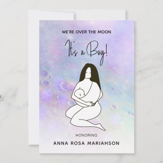 *母ママ保持ベビームーンクレーターシャワーボーイ 招待状 (正面)