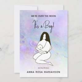 *母ママ保持ベビームーンクレーターシャワーボーイ 招待状