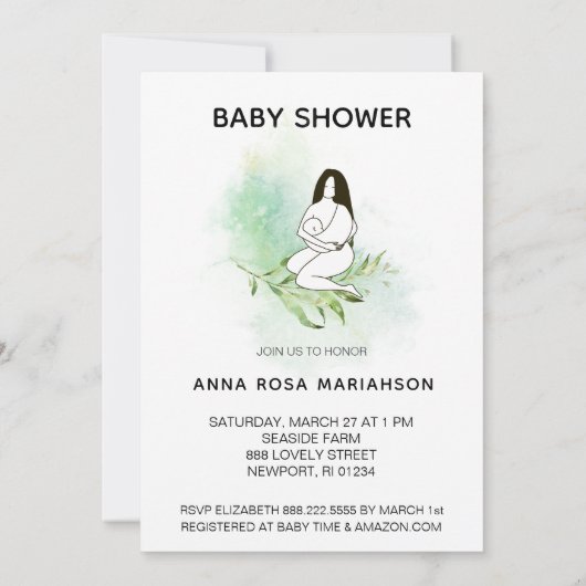 *~*母ママ保持ベビー離れ赤ちゃんシャワーボーイ 招待状 (裏面)