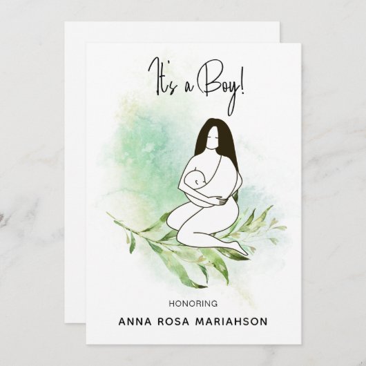 *~*母ママ保持ベビー離れ赤ちゃんシャワーボーイ 招待状 (正面/裏面)