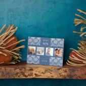 母ママ写真コラージュ青デニムレース フォトプラーク (側面)