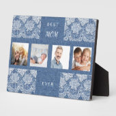 母ママ写真コラージュ青デニムレース フォトプラーク (側面)