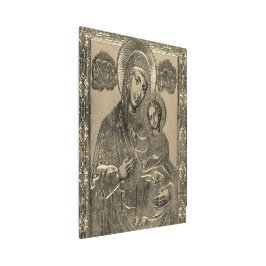 母マリアとイエスキリストフェイクシルバー金ゴールド メタルプリント