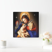 母マリアとイエス スクエア壁時計 (ホーム)