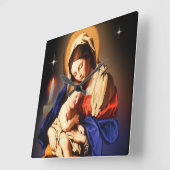 母マリアとイエス スクエア壁時計 (傾斜)