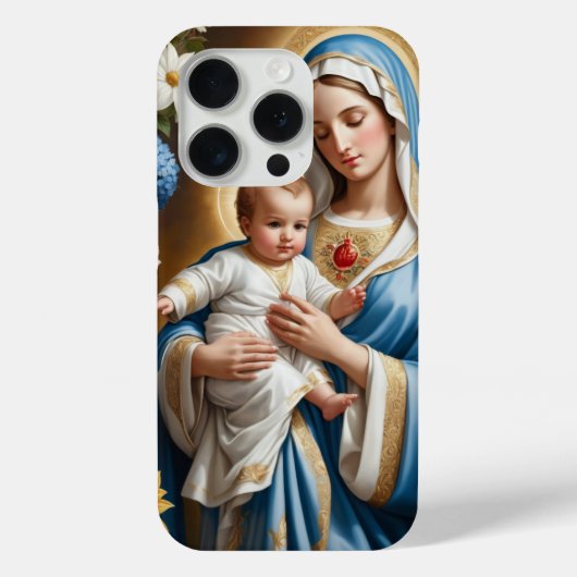 母マリアとベビーイエスのイラストレーション Case-Mate iPhoneケース (裏面)