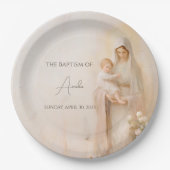 母マリアとベビーバプテスマ ペーパープレート (正面)
