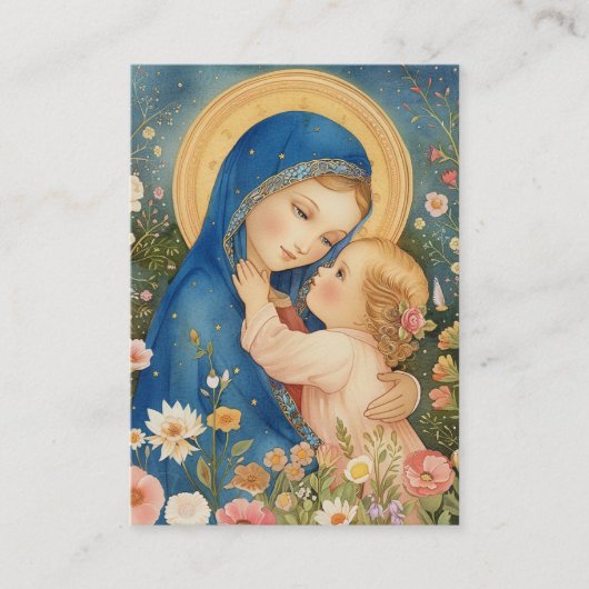 母マリアと子カトリックの詩 プレイスカード (正面)