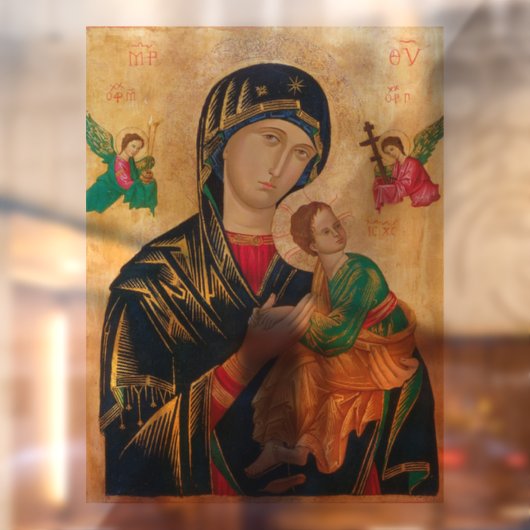 母マリア'ステンドグラスベビーイエス窓にしがみつく ウィンドウサイン (シート2)