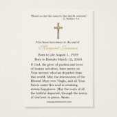 母マリア・カトリック葬儀メモリアル聖カード – (裏面)