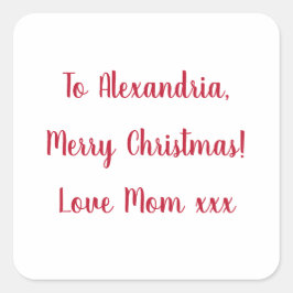 母ミニマルさんからのメリークリスマス赤と白 スクエアシール