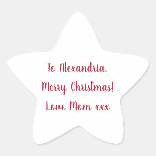 母ミニマルさんからのメリークリスマス赤と白 星シール (正面)