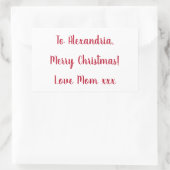 母ミニマルさんからのメリークリスマス赤と白 長方形シール (バッグ)