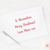 母ミニマルさんからのメリークリスマス赤と白 長方形シール (封筒)